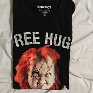 Chucky Free Hugs, Black T-Shirt. Brand New with Tags. Size XL